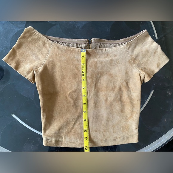 Rare Showroom Sample | Alice & Olivia Faux Suede Crop Top - Picture 9 of 11